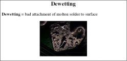 Dewetting = bad attachment of molten solder to surface